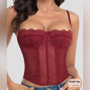 Elegant Lace Bustier in Deep Red